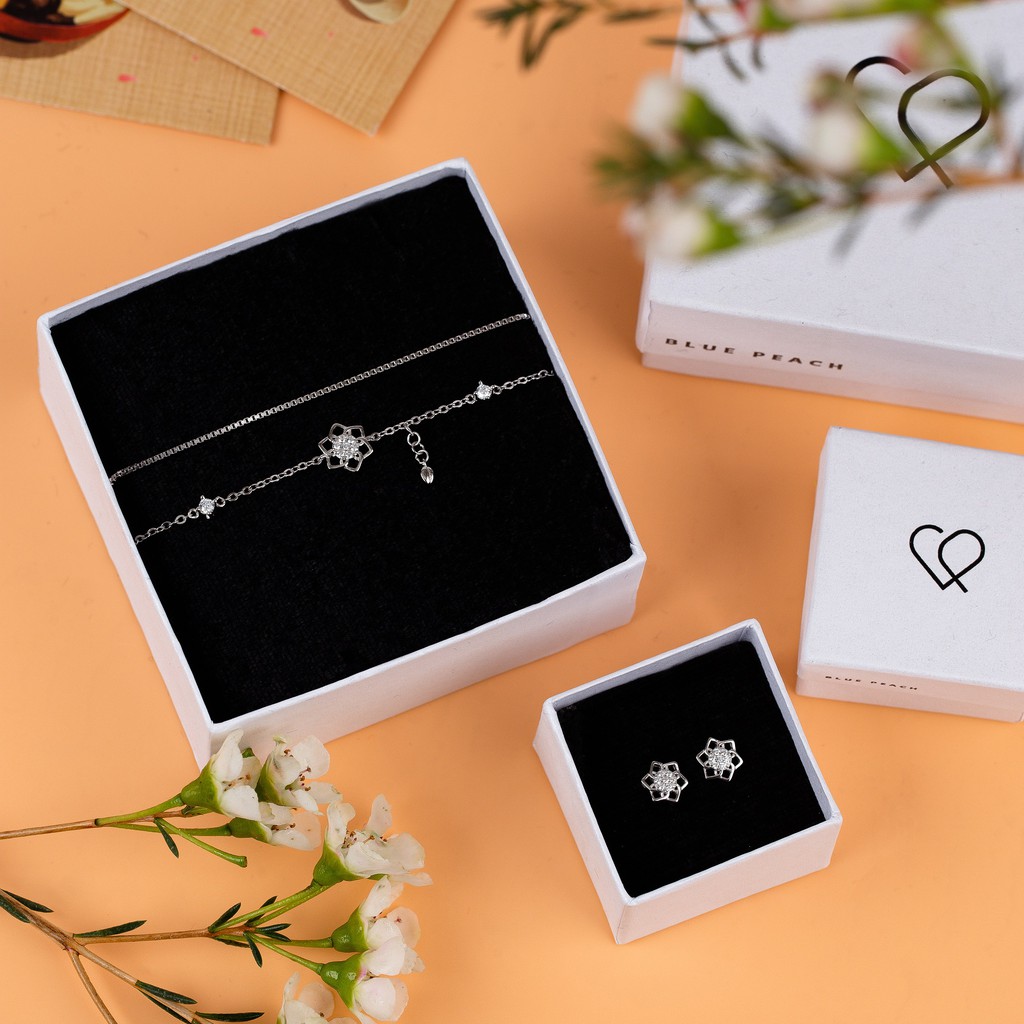 Lắc Tay Bạc Blue Peach Lotus WG LT526