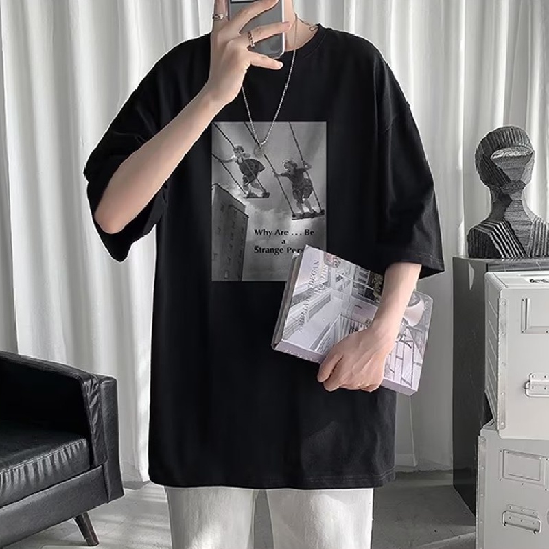 Áo Thun Tay Ngắn Dáng Rộng In Họa Tiết Hoạt Hình Phong Cách Hip Hop Thời Trang Mùa Hè Cho Nam Và Nữ size M-8XL