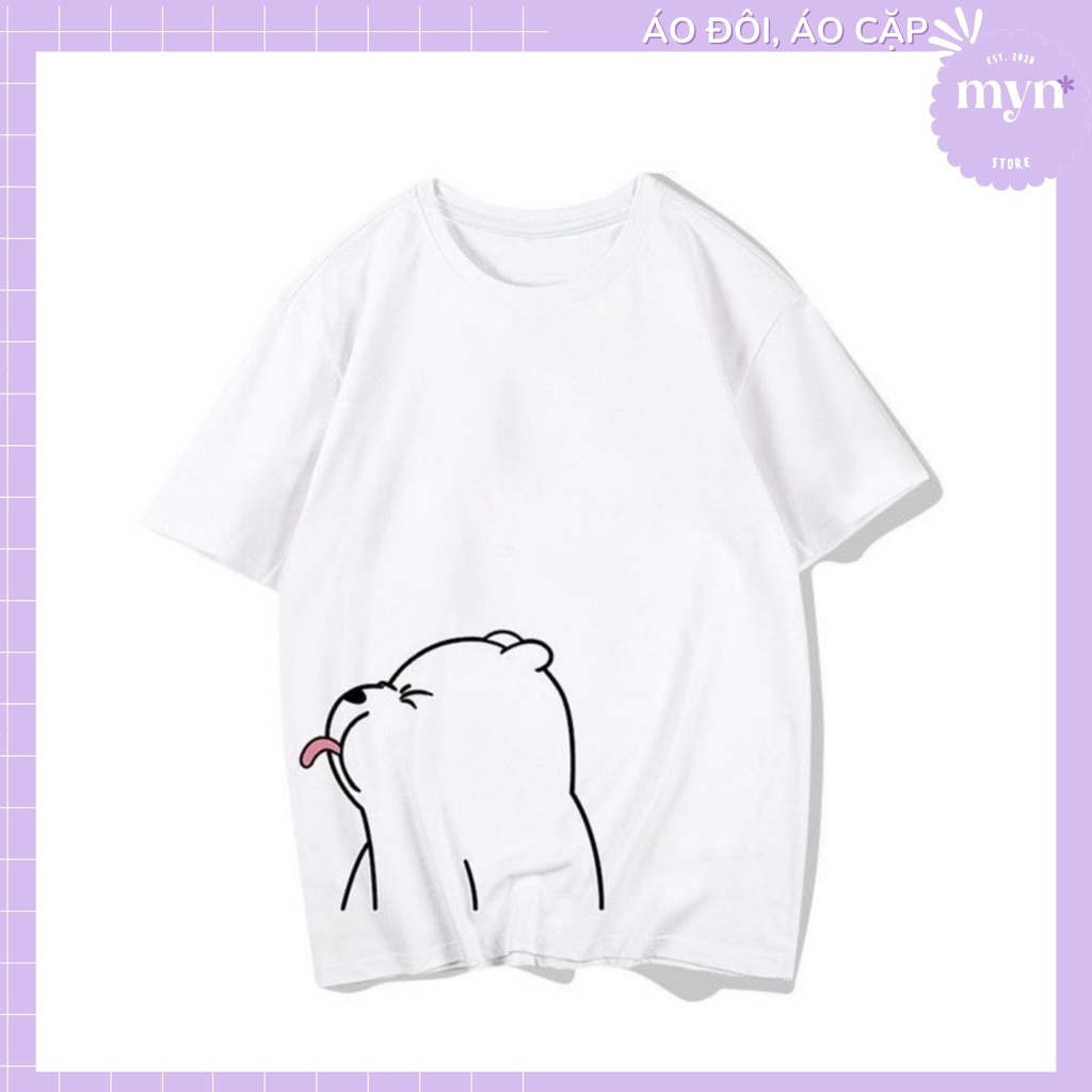 Áo Phông Cặp Đôi Gấu Dễ Thương, Áo Couple Nam Nữ Đủ Size