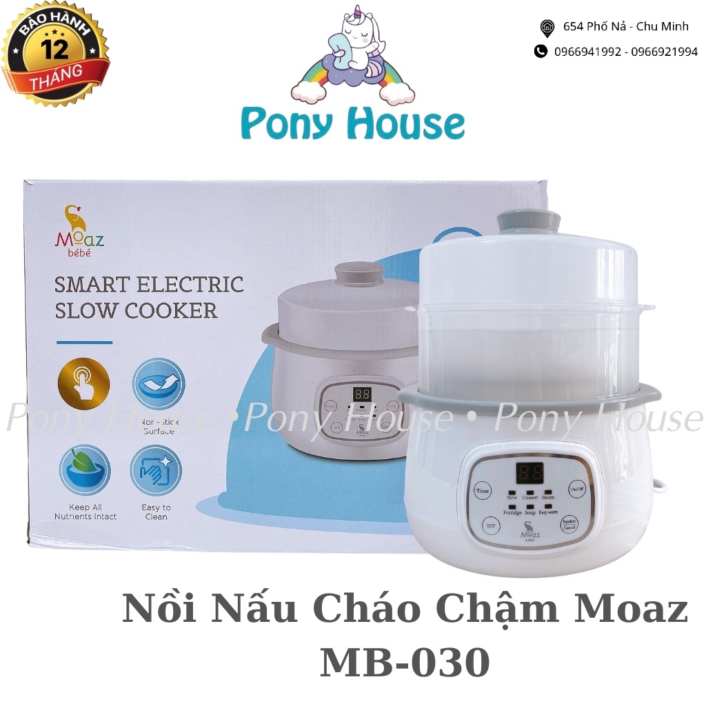 Nồi Nấu Cháo Chậm Moaz BéBé (MB-030) 1.5L - Ninh, Hầm Giúp Cháo Ngon, Mịn Sánh Nhuyễn Chính Hãng Bảo Hành 1 Năm
