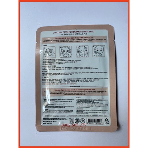 [Hàng chính hãng] Mặt Nạ Dưỡng Da 3W Clinic Quả Lựu Hàn Quốc