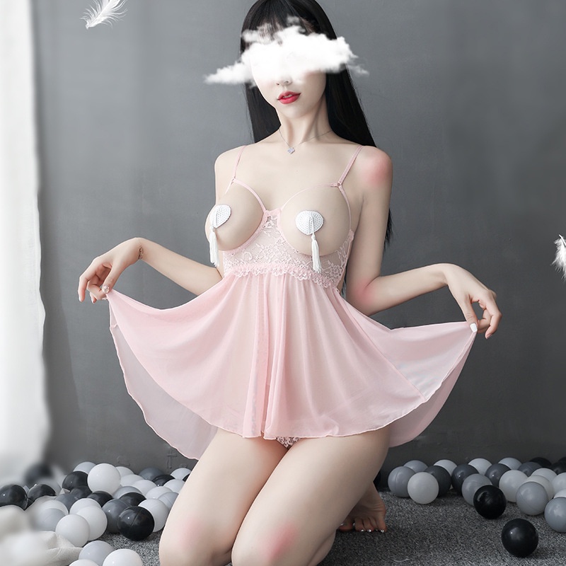 [Kèm ảnh thật] Váy ngủ xuyên thấu sexy hở ngực kèm chíp lọt khe