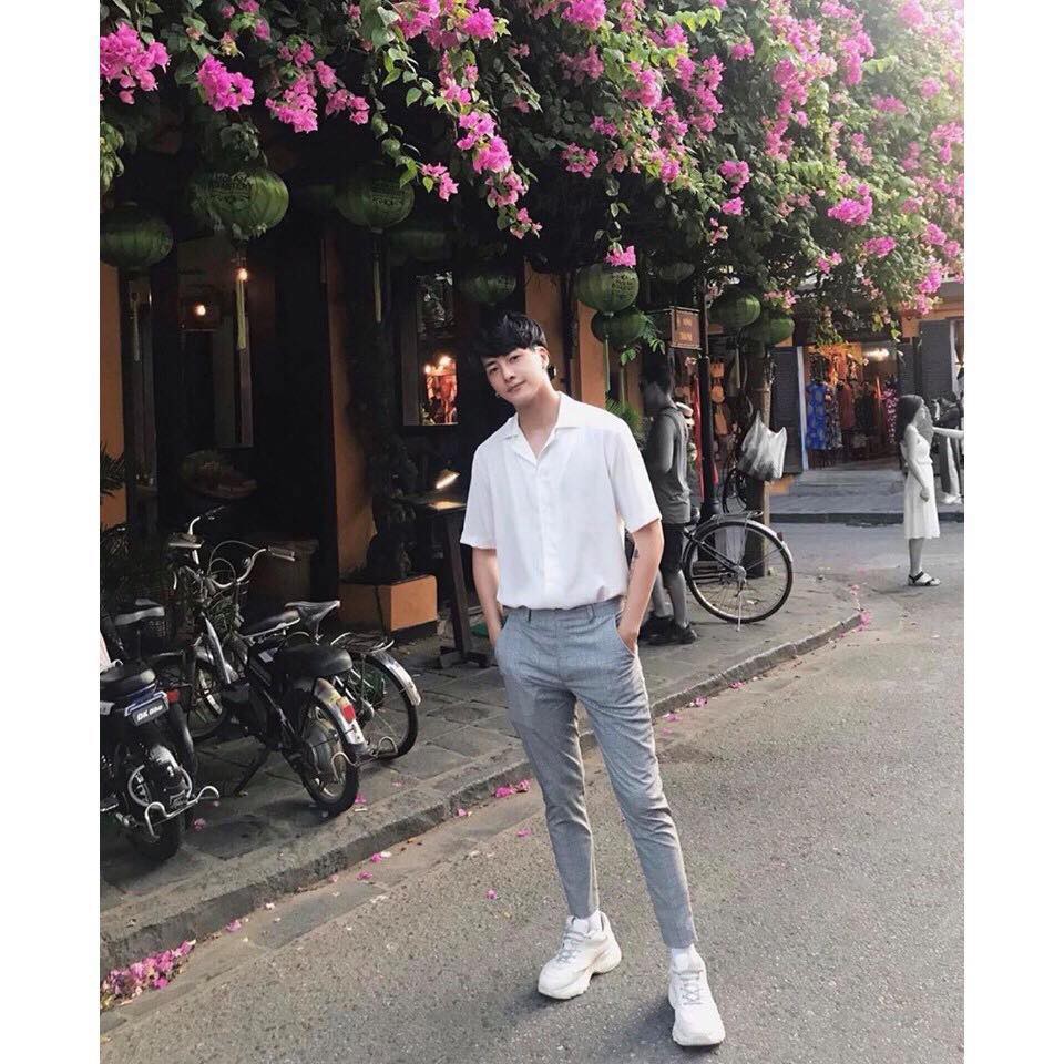 Áo sơ mi trơn tay ngắn cổ vest unisex form rộng vải lụa mềm mịn | HD2000 | BigBuy360 - bigbuy360.vn
