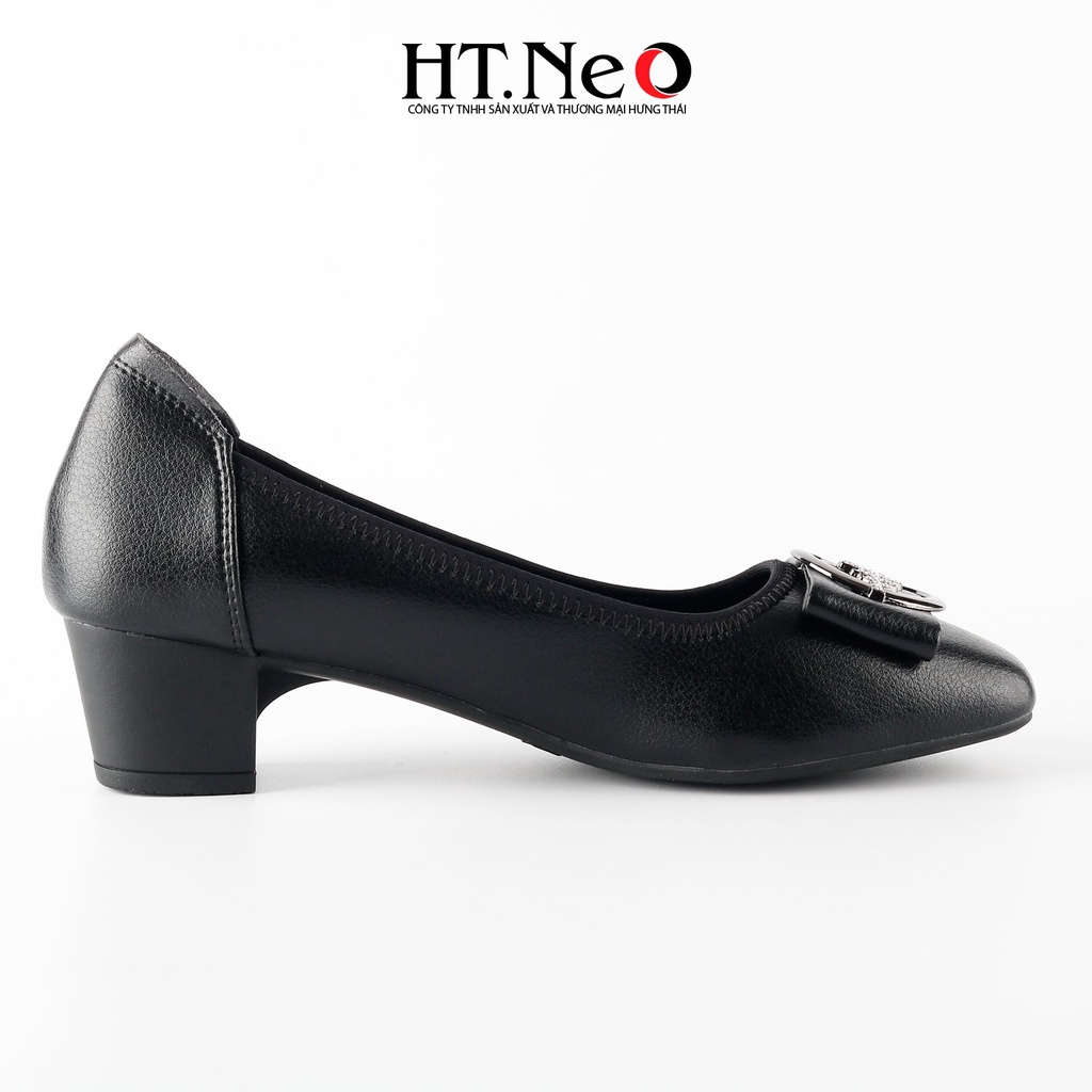 Giày cao gót HT.NEO  gót trụ cao 4cm, quai da đính khuy cực xinh CS227