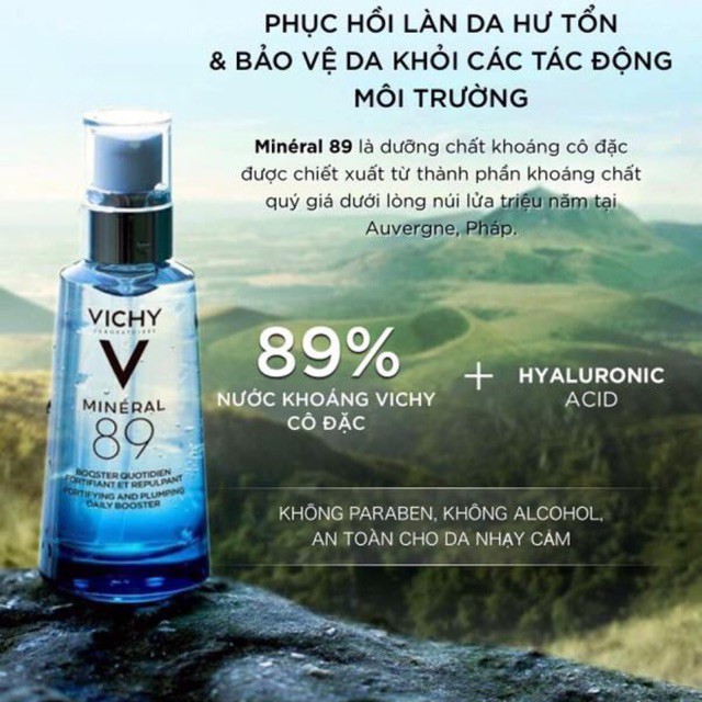 Bộ Dưỡng Chất Khoáng Cô Đặc Phục Hồi Và Nuôi Dưỡng Da Vichy Mineral 89 (50ml) + Tặng Túi ToTe Vichy Cao Cấp