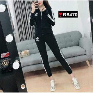 Đồ bộ da cá thể thao có nón tay dài viền sọc DB470