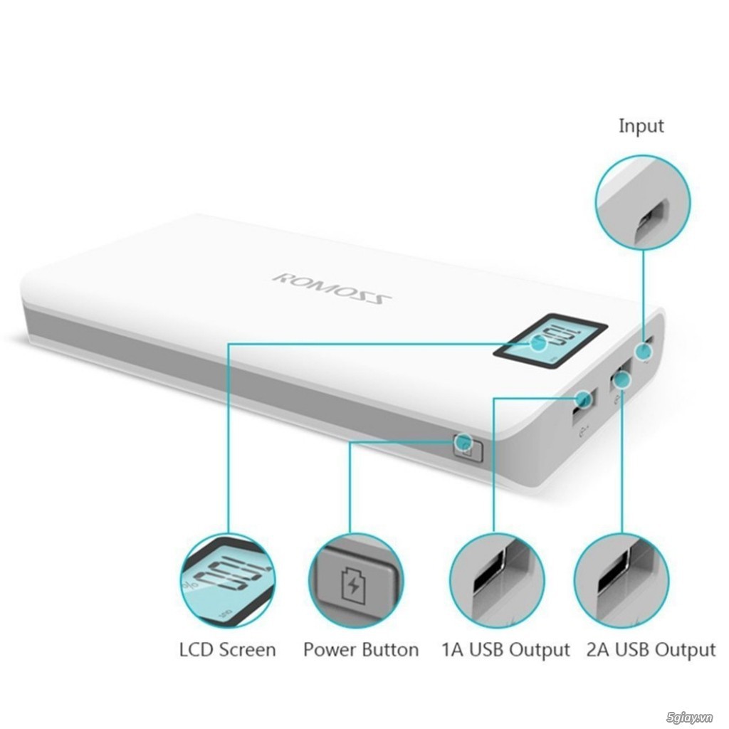 Pin Dự Phòng ROMOSS SENSE 6 Plus 20.000mah Chính Hãng - có LED