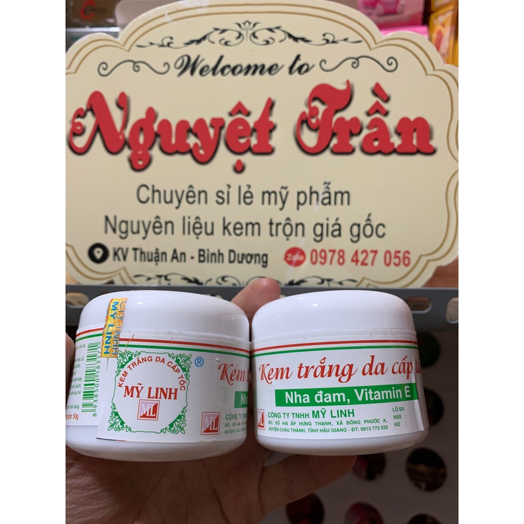 Kem trắng da cấp MỸ LINH nha đam ,vitamin E hũ 50g