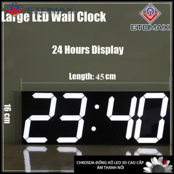 [Chính hãng KOSDA-Bảo hành 12 tháng] Đồng hồ điện tử treo tường LED 3D điều khiển từ xa 4 số,âm thanh nổi.