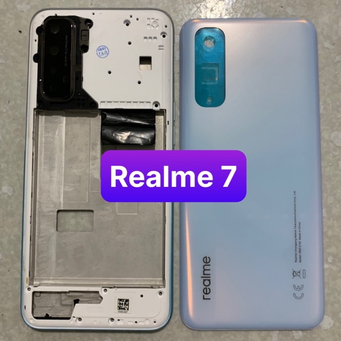 bộ vỏ realme 7 - bộ gồm lưng,xương,sườn,phím,cụm kính camera