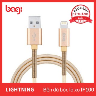 DÂY SẠC IPHONE 1M BỆN DÙ CÓ LÒ XO 2 ĐẦU NGĂN CHẶN ĐỨT GÃY IF100 - CHÍNH HÃNG BAGI BH 12 THÁNG