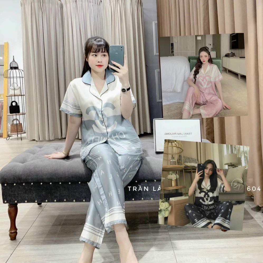 Pijama Lụa SATIN những mẫu hottren 2021 nhà SAM Tay ngắn quần dài Form dưới 60 kí  ༷