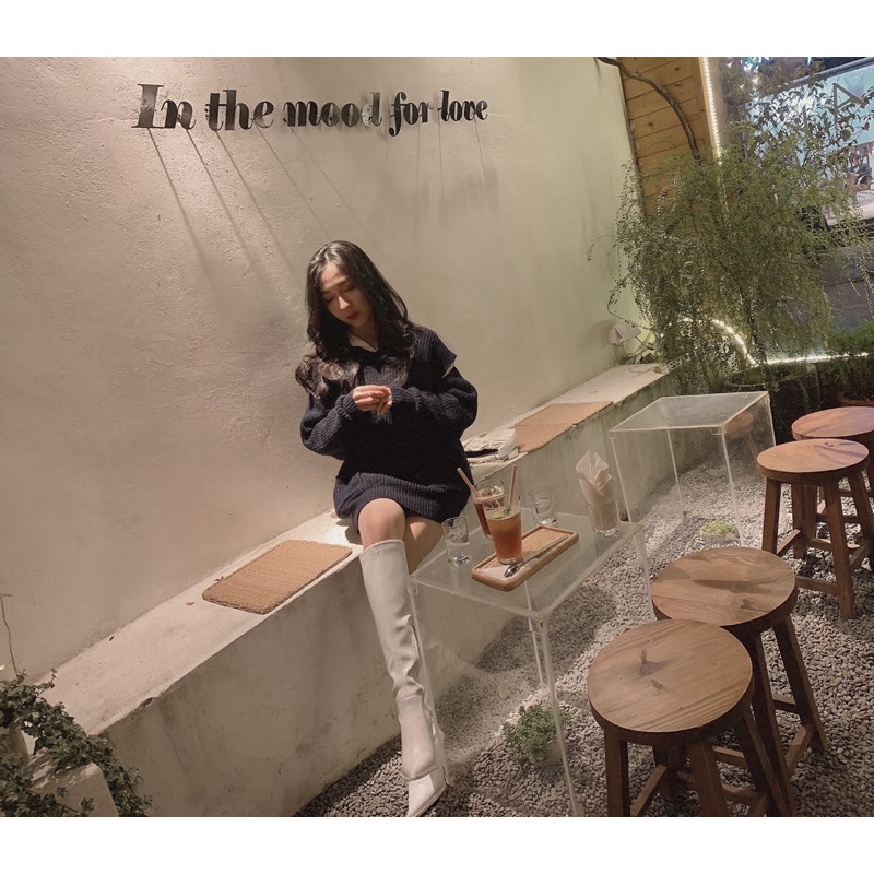 Thanh lý bốt đùi trắng mũi nhọn gót nhọn siêu sang chảnh size 36