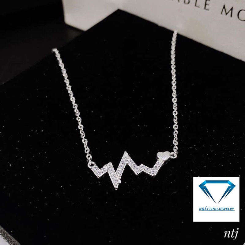 Dây chuyền nữ bạc thật mẫu nhịp tim đính đá nhỏ xinh xắn - Kho sỉ bạc Nhất Linh