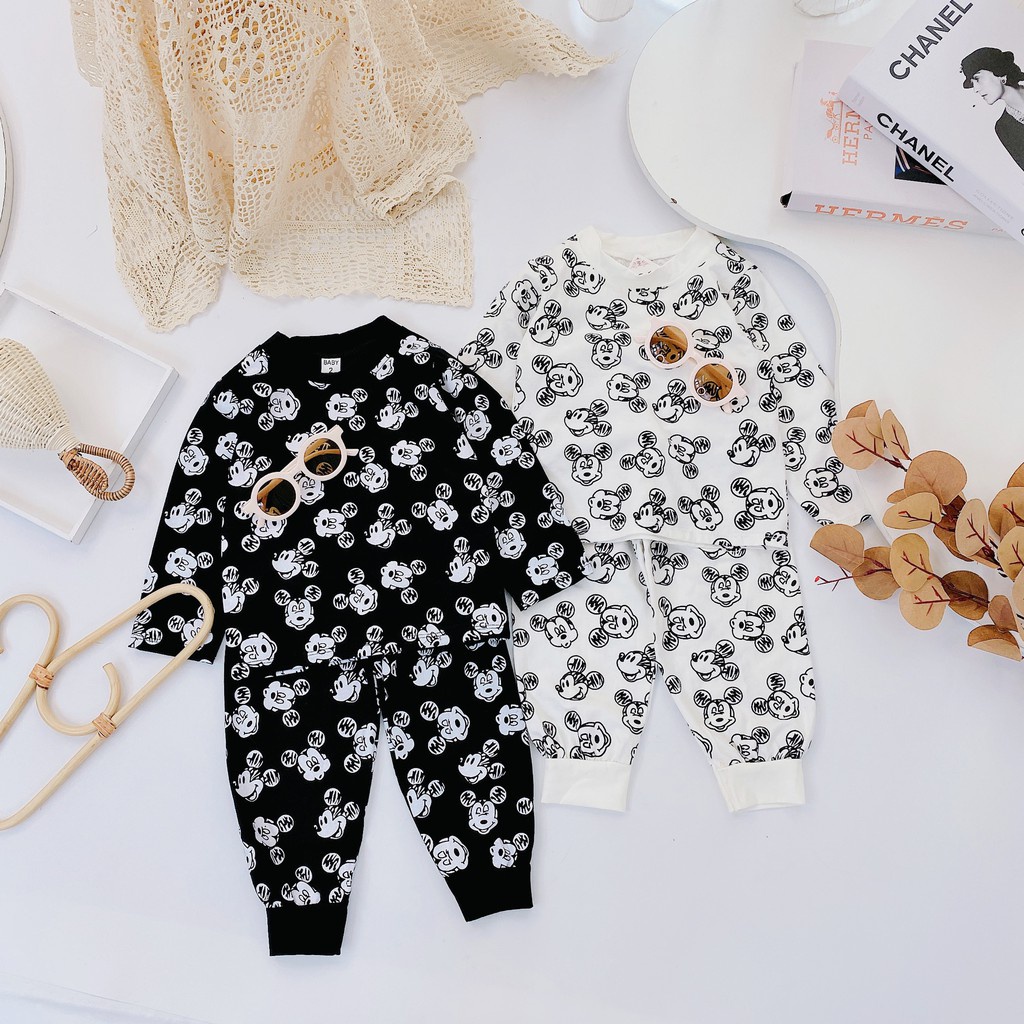 (8-18kg) Đồ bộ quần áo dài tay cho bé hình chuột, quần áo thu đông cho bé BH008