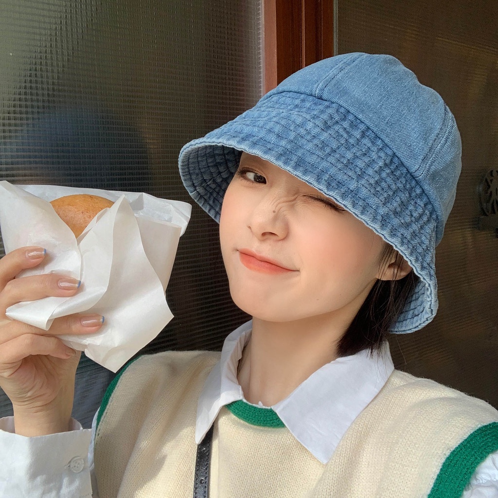 Mũ rộng vành chất liệu vải jean thời trang nữ tính