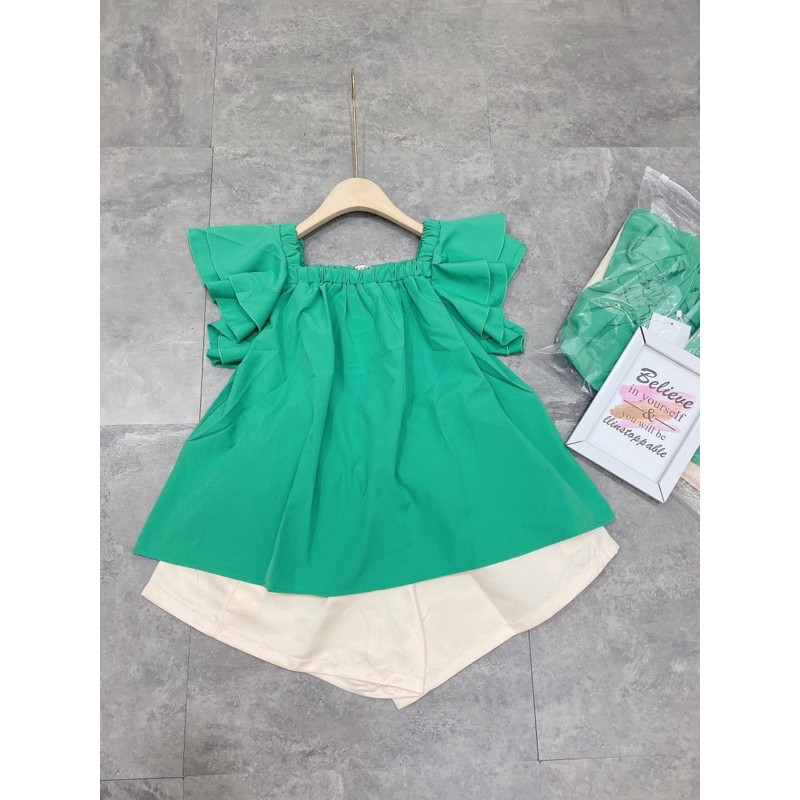 [Siêu Hot] Set Trễ Vai Xanh Mix Quần Be Siêu Xinh Có Ảnh Thật Kèm Video | BigBuy360 - bigbuy360.vn