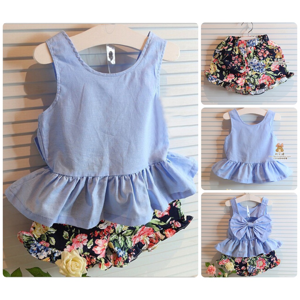 VL13 Size100-140 (12-30kg) Set bộ bé gái  (Áo sơ mi + quần váy) Thời trang trẻ Em hàng quảng châu