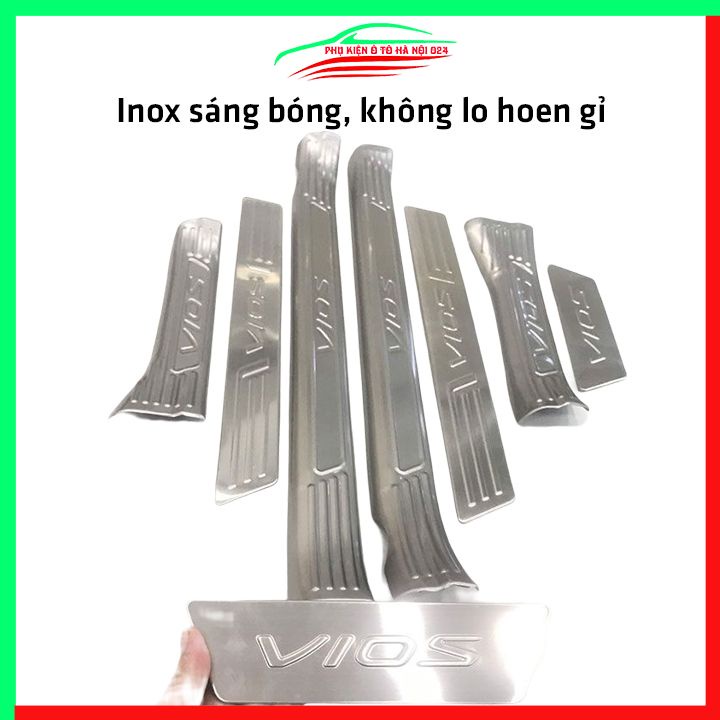 [Vios 2019] Bộ Nẹp Bước Chân Trong Ngoài Bằng Inox Cho Ô Tô - Vios 2019