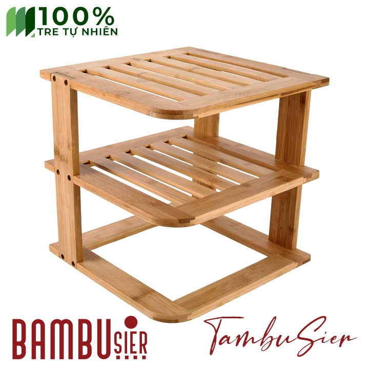 [BAMBOO] Kệ gỗ tre đa năng 3 tầng để đồ gia vị nhà, giá sách để bàn bếp tiện ích [MINTIOS]