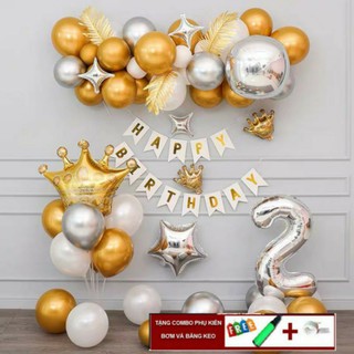 Set SB02 Trang trí Sinh Nhật Vàng Gold Cho Bé Trai Bé Gái
