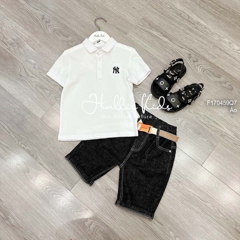 Áo thun polo cổ bẻ ngực thêu logo tay con a1704