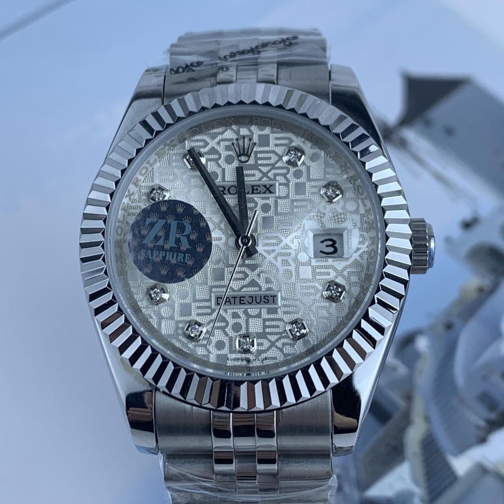 Đồng hồ nam Rolex cơ Automatic máy nhật mẫu Classic 3D trắng dây thép trắng size 39-40mm
