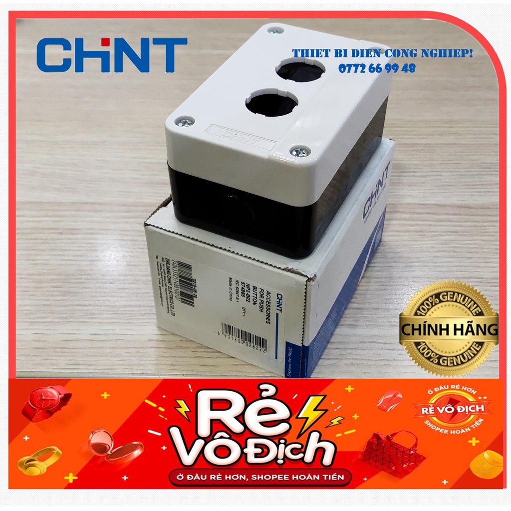 Hộp nút nhấn 2 lỗ phi 22 NP2-B02 Chint