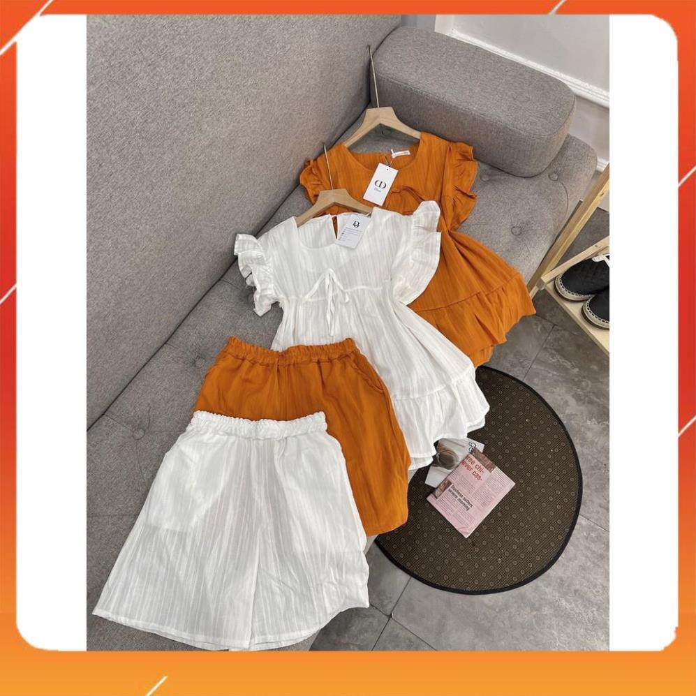 Sét Bộ Nữ, Sét Áo Tay Bèo Mix Quần Sooc Siu Đẹp Chất Đũi Dệt Siêu Mát Hang Qc Loại 1 | BigBuy360 - bigbuy360.vn