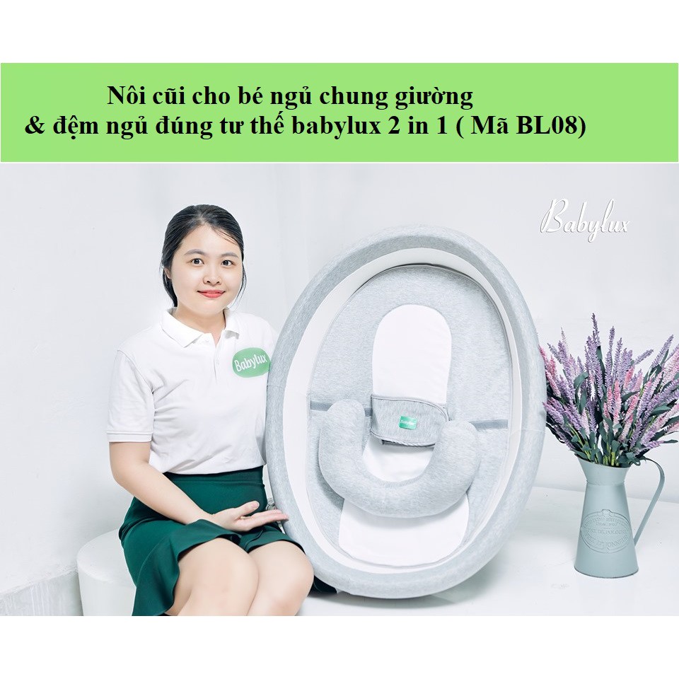 Nôi cũi ngủ chung giường & đệm ngủ đúng tư thế cho bé babylux 2 in 1