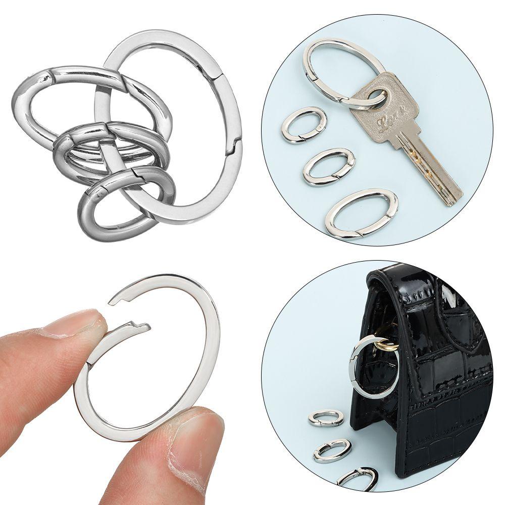 Móc Khóa Carabiner Hình Oval Màu Bạc