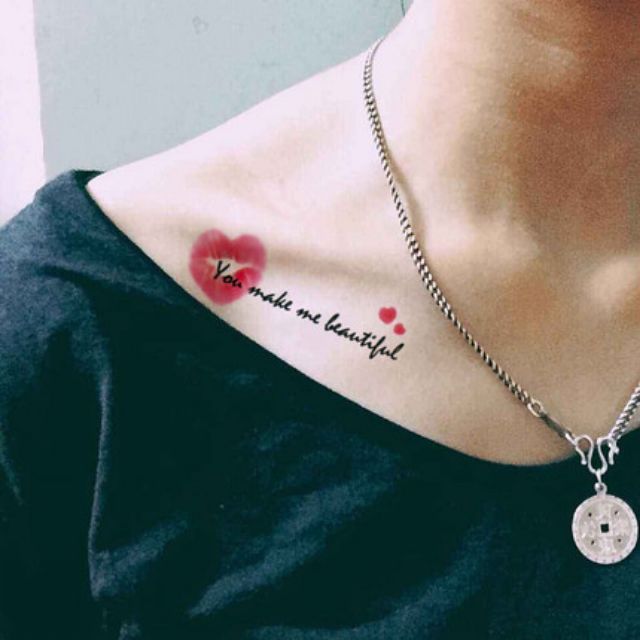 Hình xăm tatoo chữ môi a03 .Xăm dán tatoo mini tạm thời, size &lt;10x6cm