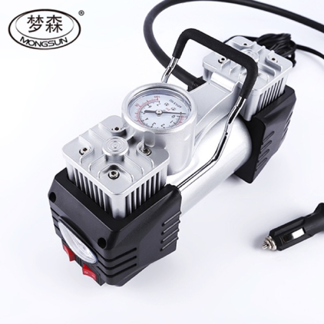 Bơm Hơi Ôtô Xe Máy đa năng Mini 12V hàng chính hãng MONGSUN 1312-100PSI cắm cổng sạc xe hơi.