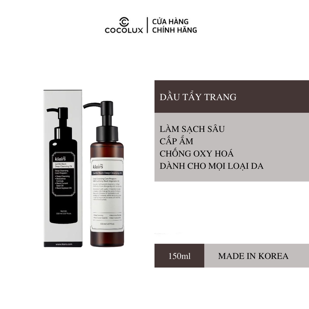 Dầu tẩy trang Dear Klairs Gentle Black Deep Cleansing Oil 150ml