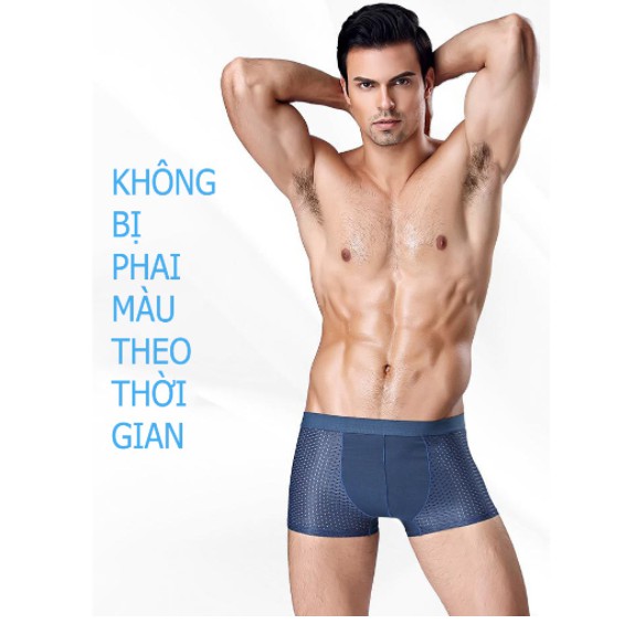 Hộp 4 Sịp Đùi Boxer Thông Hơi Cao Cấp Dành Cho Nam VEIKUCOOL, CAO CẤP , THÔNG HƠI THOÁNG MÁT.