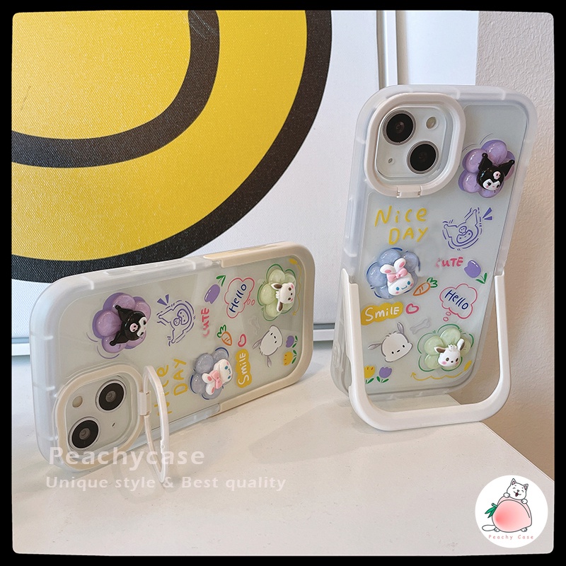 Ốp Điện Thoại TPU Mềm Có Giá Đỡ Hình Hoa 3D Dễ Thương Cho iPhone 14 13 12 Pro Max 11 Xr Xs Max X