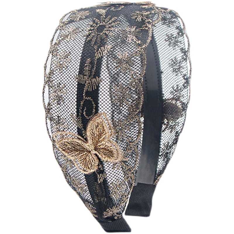 Băng Đô Ren Lưới Màu Trắng Có Thẻ Cài Tóc Bản Rộng Phong Cách Hàn Quốc Cho Nữ