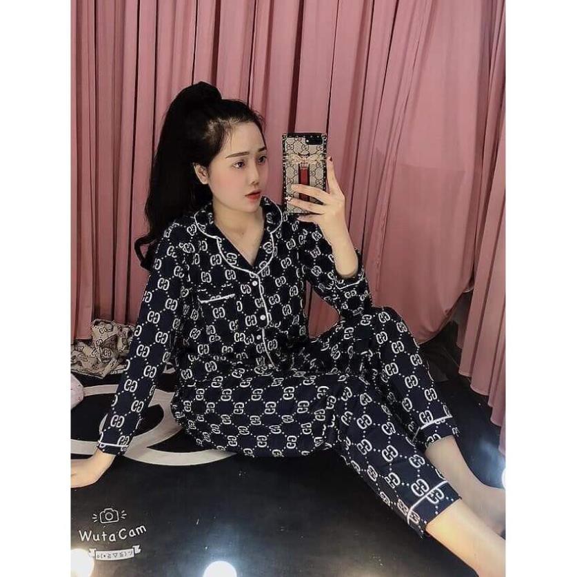 Bộ ngủ pijama lụa kate thái áo dài quần dài bộ mặc nhà Hanz.vn mềm mại dễ thương H1NN ཾ