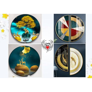 Siêu phẩm tranh tráng gương cao cấp hình tròn tuần lộc xanh