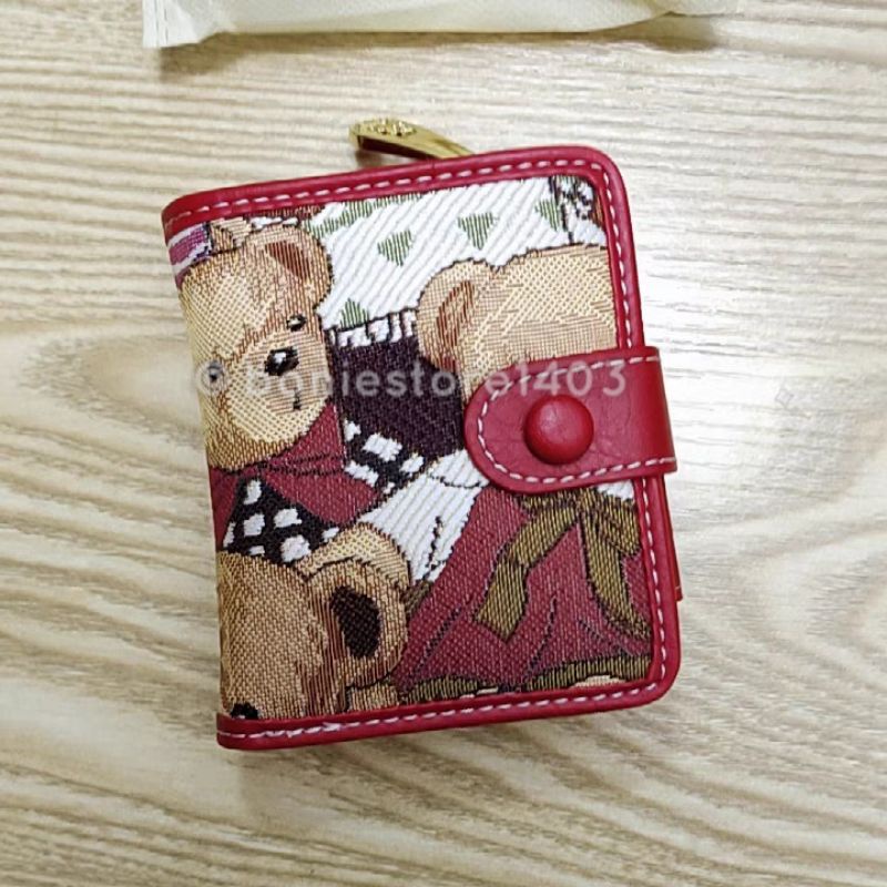Ví Nữ Ngắn Gấp Gọn Đựng Tiền Đựng Nhiều Thẻ In Hình Gấu Dễ Thương Mẫu Mới