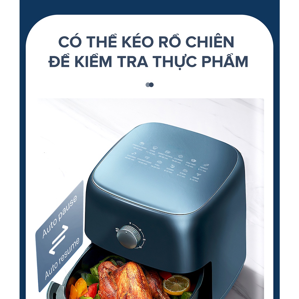 [Mã BMBAU300 giảm 7% đơn 499K] Nồi Chiên Không Dầu Chống Dính 5.5L Eroc V-M1 - Bảo Hành 12 Tháng - 1 Đổi 1 Trong 7 Ngày