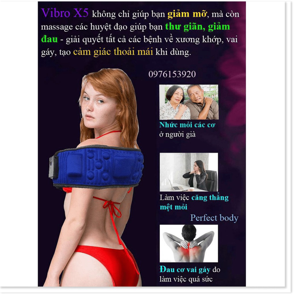 Đai Massage Rung Nóng Tan Mỡ-Giảm Béo Vibor X5 Cao Cấp Chính Hãng-Mỹ, Máy rung nóng tan mỡ giảm béo tại nhà