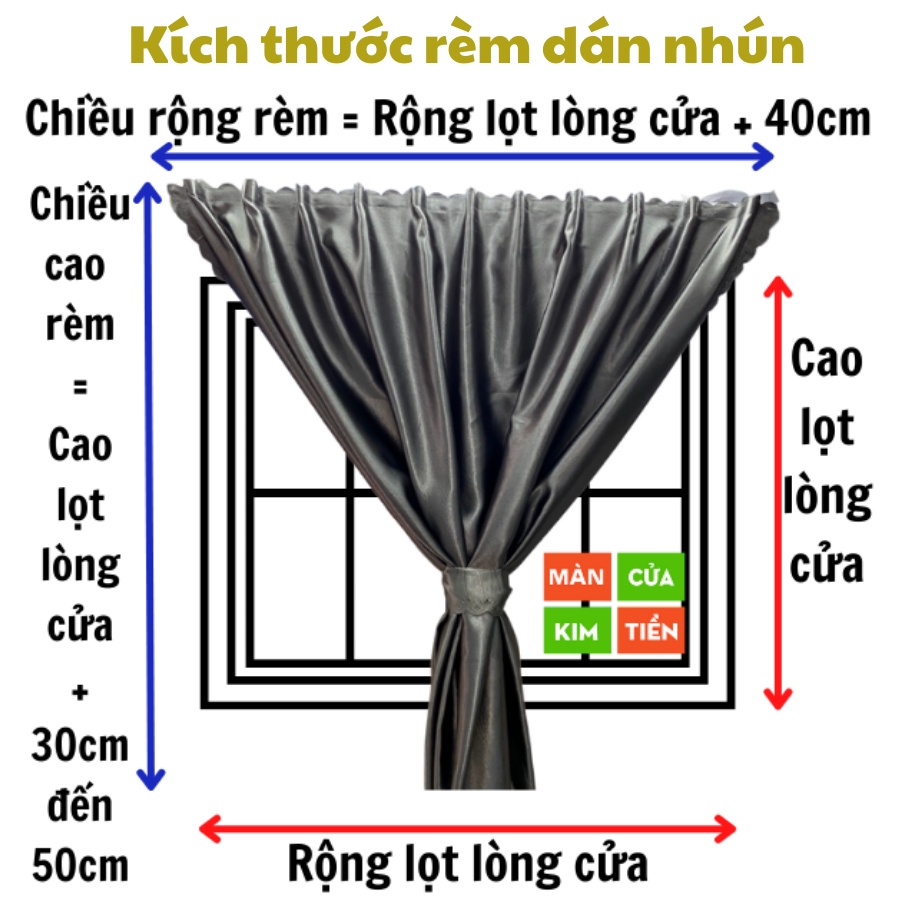 Rèm Cửa Sổ Màu Xám Đậm, Rèm Dán Tường 1 Lớp Chống Nắng Tốt, Không Khoan Đục | Màn Cửa Kim Tiền