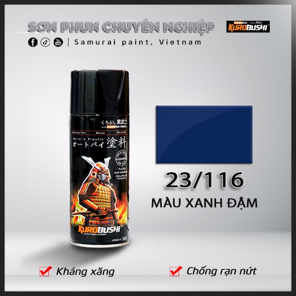 Sơn xịt Samurai Kurobushi - MÀU XANH ĐẬM 116 (400ml)