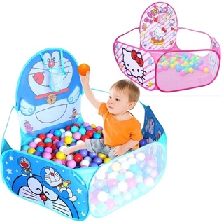 Lều bóng - quây - nhà banh đoremon , kitty tặng 100 bóng cho bé