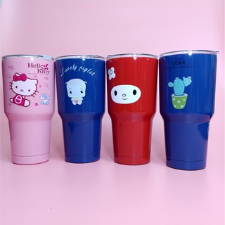 Ly giữ nhiệt size to kèm túi, 2 ống hút và cây cọ ly
