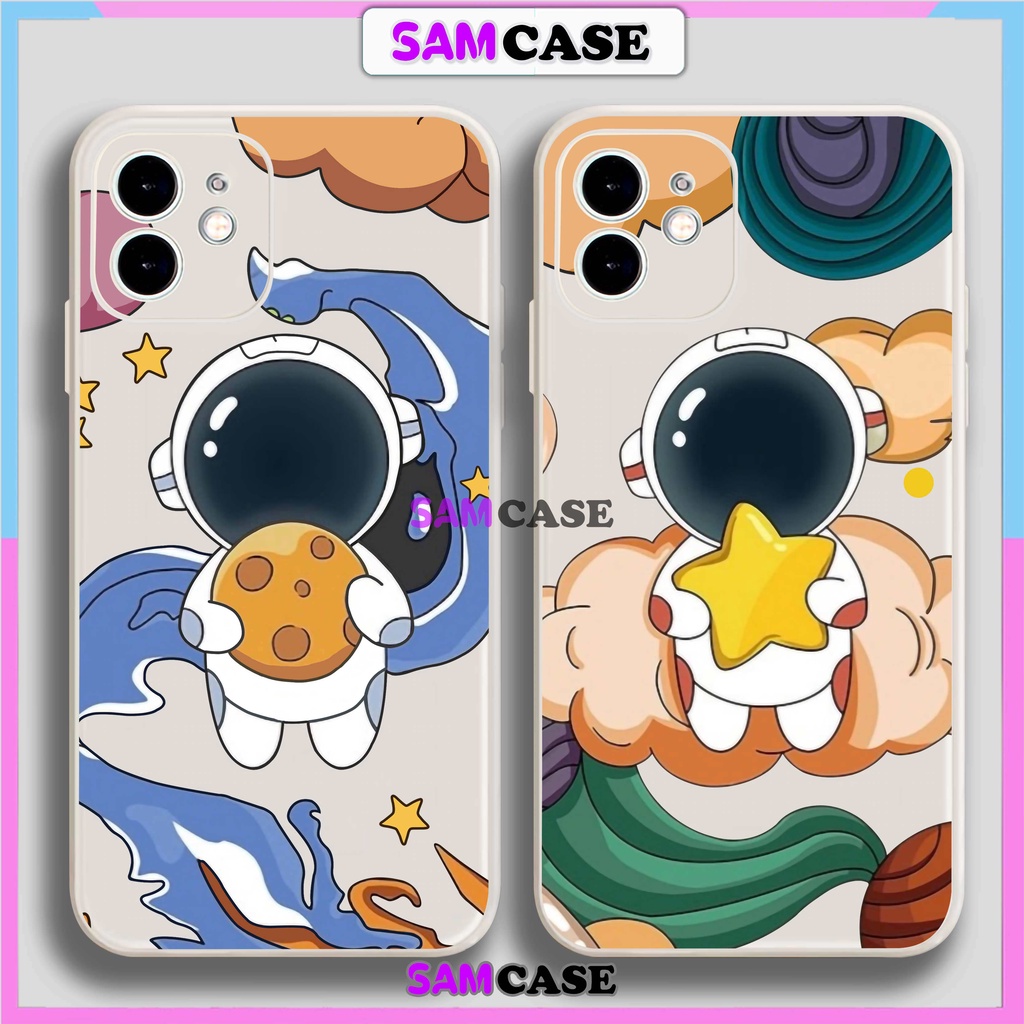 Ốp lưng iPhone Phi hành gia cạnh viền vuông silicon dẻo cho iphone 6/6s/7/8/X/XS/XR/11/12/13/14 Pro Plus Max cute đẹp