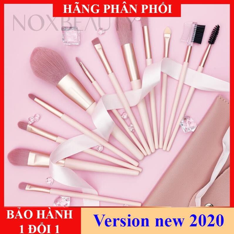 Flash sale - Bộ 12 cọ trang điểm NOXBEAUTY đánh phấn mắt kẻ viền môi đánh phấn má hồng chuyên nghiệp,kèm ví đựng