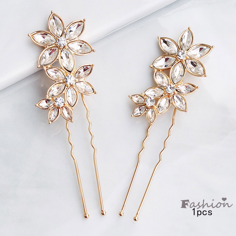 Trâm Cài Tóc Hình Chữ U Đính Đá Sáng Bóng Cao Cấp Thời Trang Cho Cô Dâu