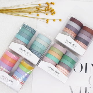 Set 10 Cuộn Băng Dính Phong Cách Bắc Âu Dùng Trang Trí Sổ